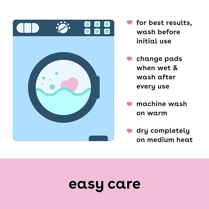 Bamboobies Nursing Pads, Reusable and Washable for Daily Use, Leak-Proof Pads for Breastfeeding, 4 Pads