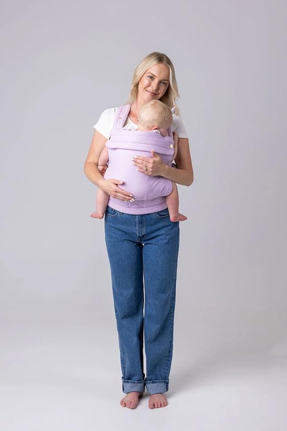 Mabē Monarch Ergonomic Baby Carrier – Premium Cotton Soft Structured Newborn to Toddler Carrier with Hip-Healthy Design, 3 Carry Positions (7-35lbs), Lightweight & Breathable, (Lilac Skies)