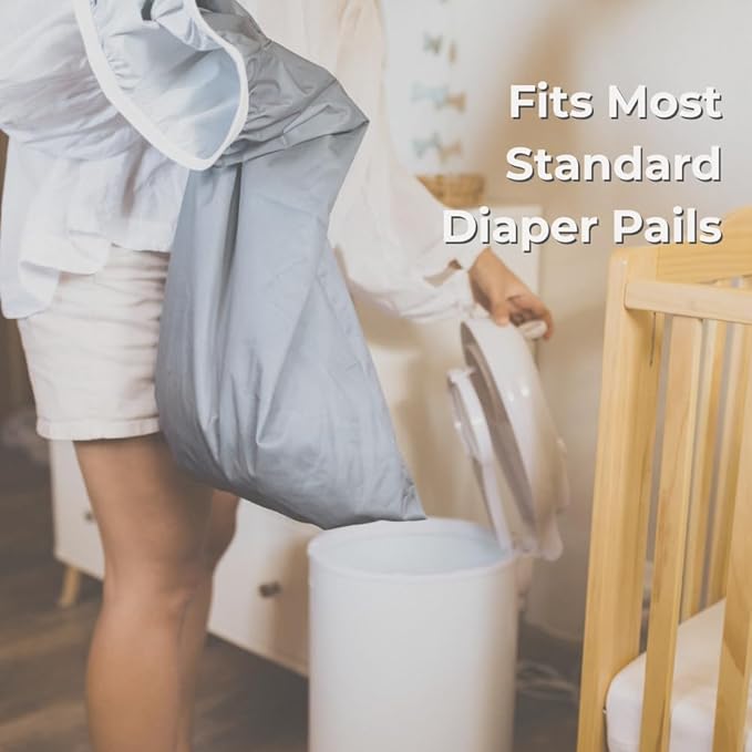 Nora's Nursery Pail Liner for Cloth Diapers - Reusable and Washable - Fits all Standard Diaper Pails - Waterproof Pail Liner with Strap for Diaper Pails & Laundry (Rose- 2 Pk)