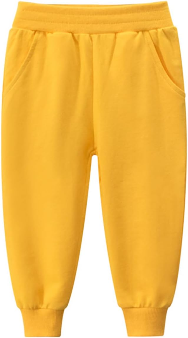 GFQLONG 2/3 Pack Toddler Pants Sweatpants Boys Cotton Joggers, Athletic Pull on Sweat Pants with Pockets for Kids Clothes