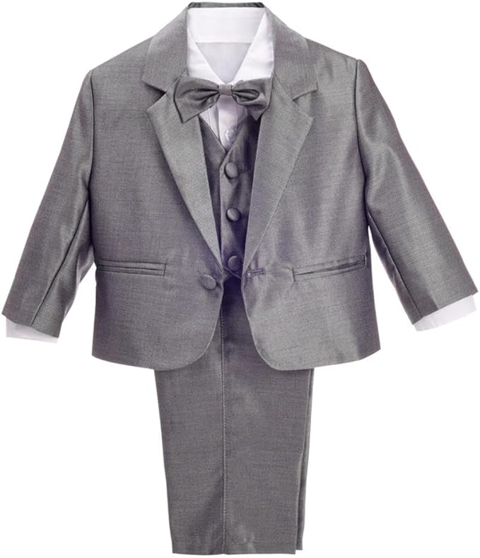 Dressy Daisy Baby Toddler Boy 5 Pcs Set Formal Tuxedo Suits No Tail Wedding Christening Baptism Outfits