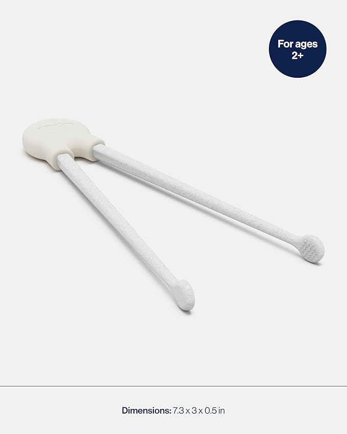 Lalo Chopsticks For Kids - Set of 2 Training Chopsticks Made of Silicone and Eco-Friendly Wheat Straw PP - Ages: 2 Years And Up - Easy to Clean & Dishwasher Safe - Oatmeal