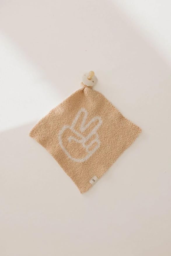 Forever French Baby | Lovey | Pacifier Holder | Lovey Gifts | Boy & Girl | Ideal for Age 0 Months & Up | Microfiber Feather Yarn (Peace Sign)