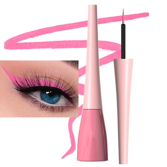 evpct 1Pcs Pink Liquid Eyeliner Makeup Waterproof Pink Eye Liners for Women, Eyes Wing Eyeliner Stamps Shapes Colored Eyeliner delineador de ojos a prueba de agua contra el agua blanco para ojos