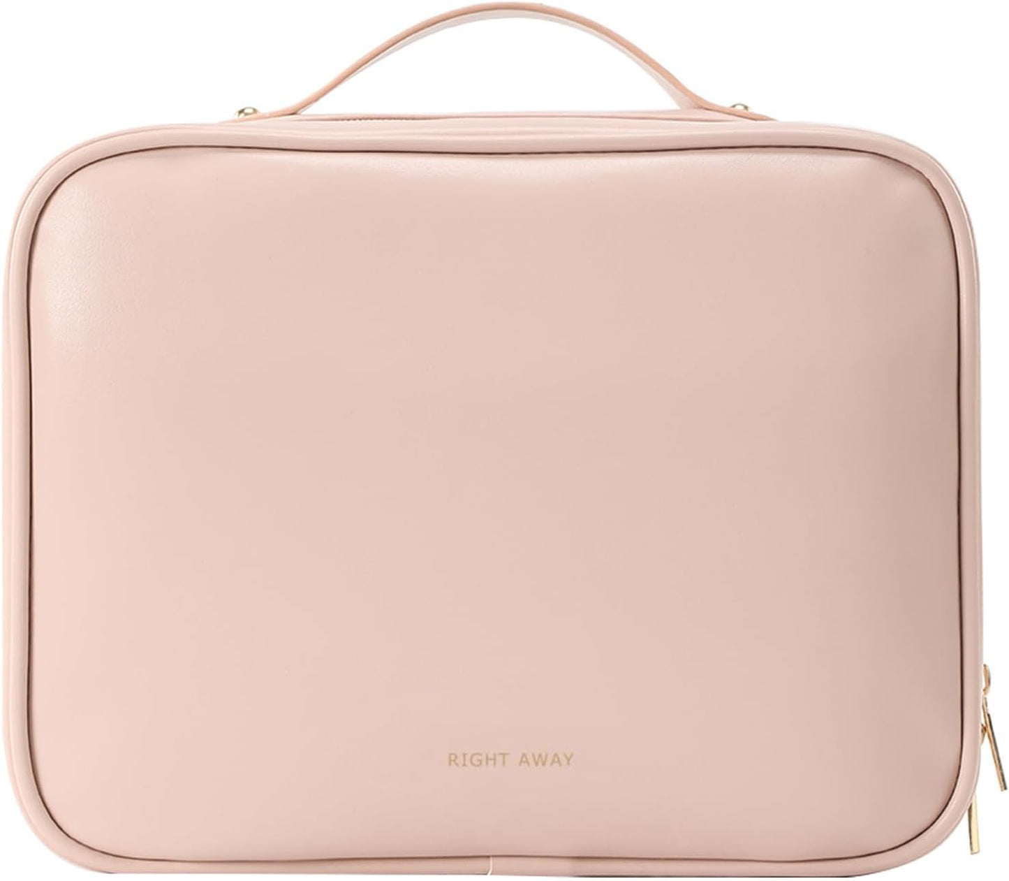 RIGHT AWAY Travel Toiletry Bag for Women,Large Makeup Bag& Cases,Waterproof Cosmetic Organizer Bag with Compartments,Portable Make Up Bag for Travel Size Toiletries,Skincare,Brushes Set,Pink