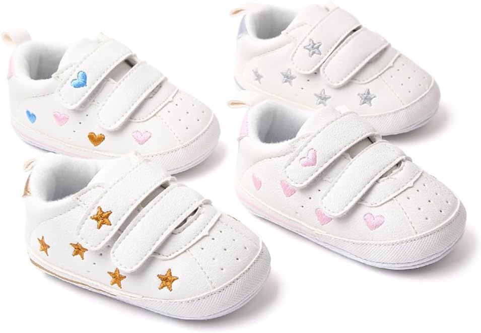 Clowora Baby Boys Girls Shoes Non-Slip Rubber Sole Sneakers Infant First Walking Toddler Crib Shoes Newborn Loafers Flats.