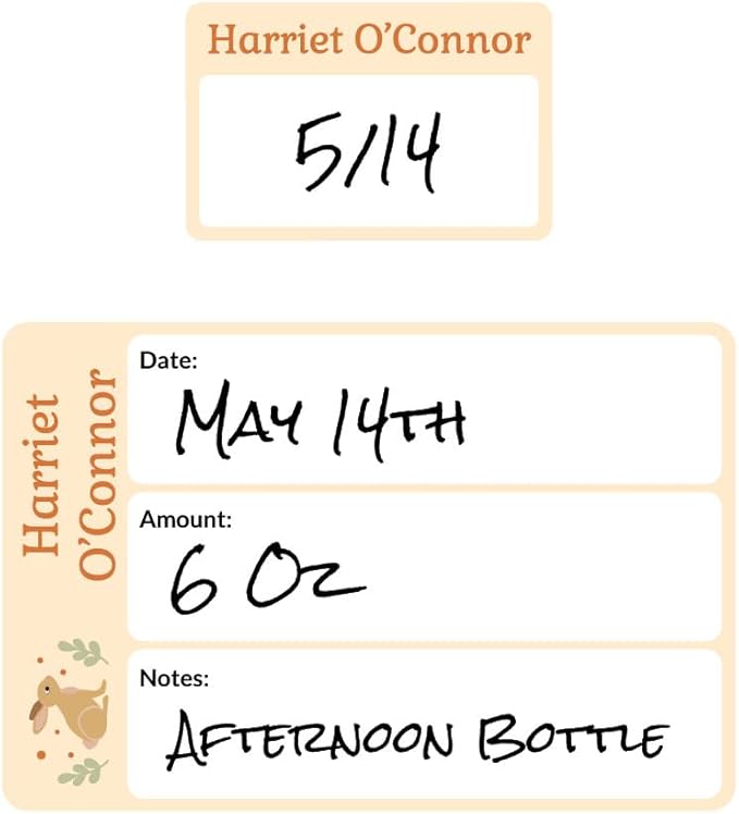 Name Bubbles - Reusable Baby Bottle Labels for Daycare (20 Labels) - Kids Washable Name Tags for Bottles, Sippy Cups, & Snack Containers, Waterproof, Baby Name Stickers, Write-On (Bunny)