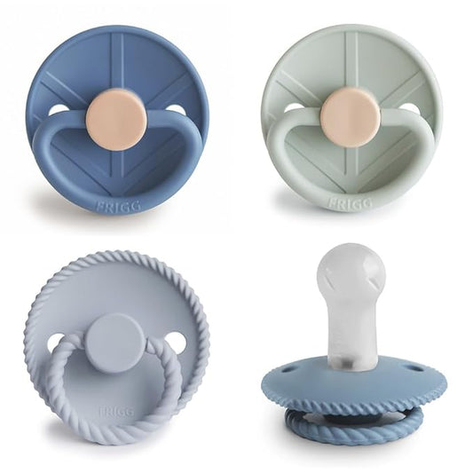 FRIGG SilkySoft Silicone Baby Pacifier 4-Pack Skyline Serenity | Made in Denmark | BPA-Free (6-18 Months)