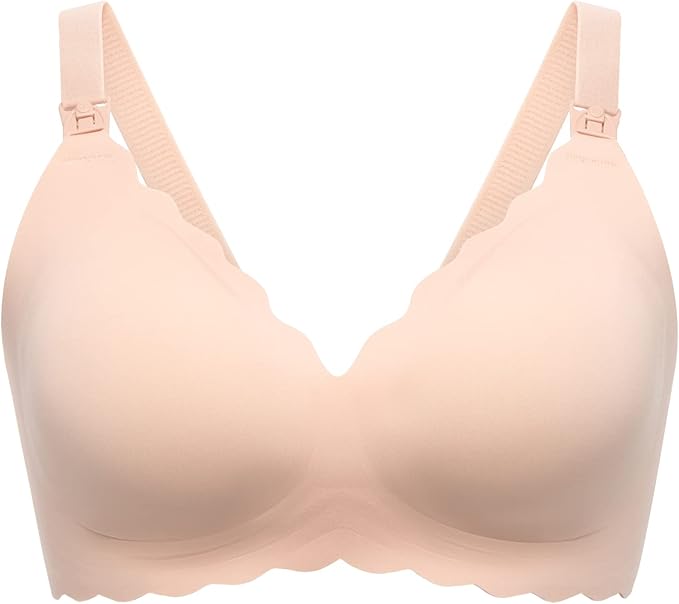 Momcozy Nursing Bras for Breastfeeding, Seamless Pregnancy Maternity Bra Wireless Classic Jelly Strip Support Nursing Bra