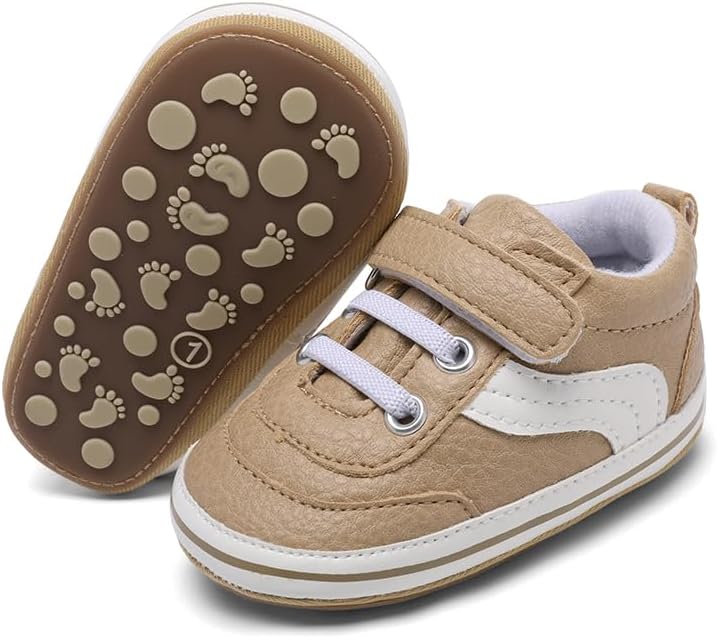 Clowora Baby Boys Girls Shoes Non-Slip Rubber Sole Sneakers Infant First Walking Toddler Crib Shoes Newborn Loafers Flats.