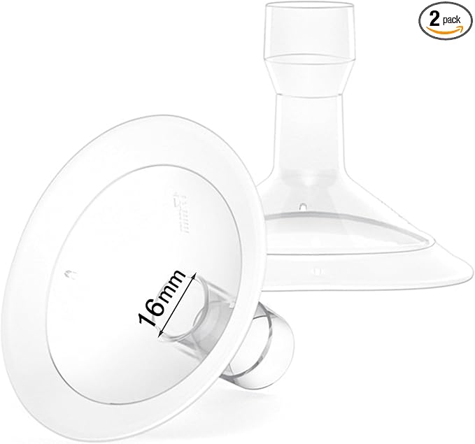 2 Count of 16mm Breast Pump Flanges Compatible with Medela/Lansinoh ComfortFit, Replace Medela PersonalFit Breast Shields, Accessories for Pump in Style Symphony Swing Harmony Freestyle Pump Parts