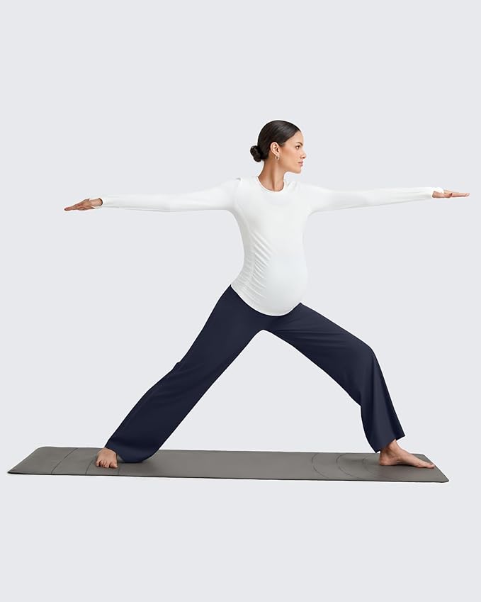 G4Free BareFeel Maternity Dress Yoga Pants Over The Belly Stretchy Work Slack Pregnancy Wide Leg Lounge Trousers