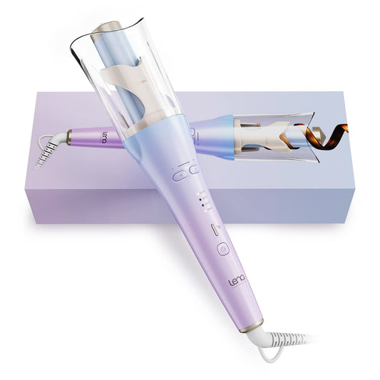 LENA Geniecurl Auto Hair Curler Ion Wrap Transparent Curling Wand with 1" Ceramic Ionic Barrel and Smart Anti-Stuck Sensor, Pro Styling Tool for Long and Medium Length Hair