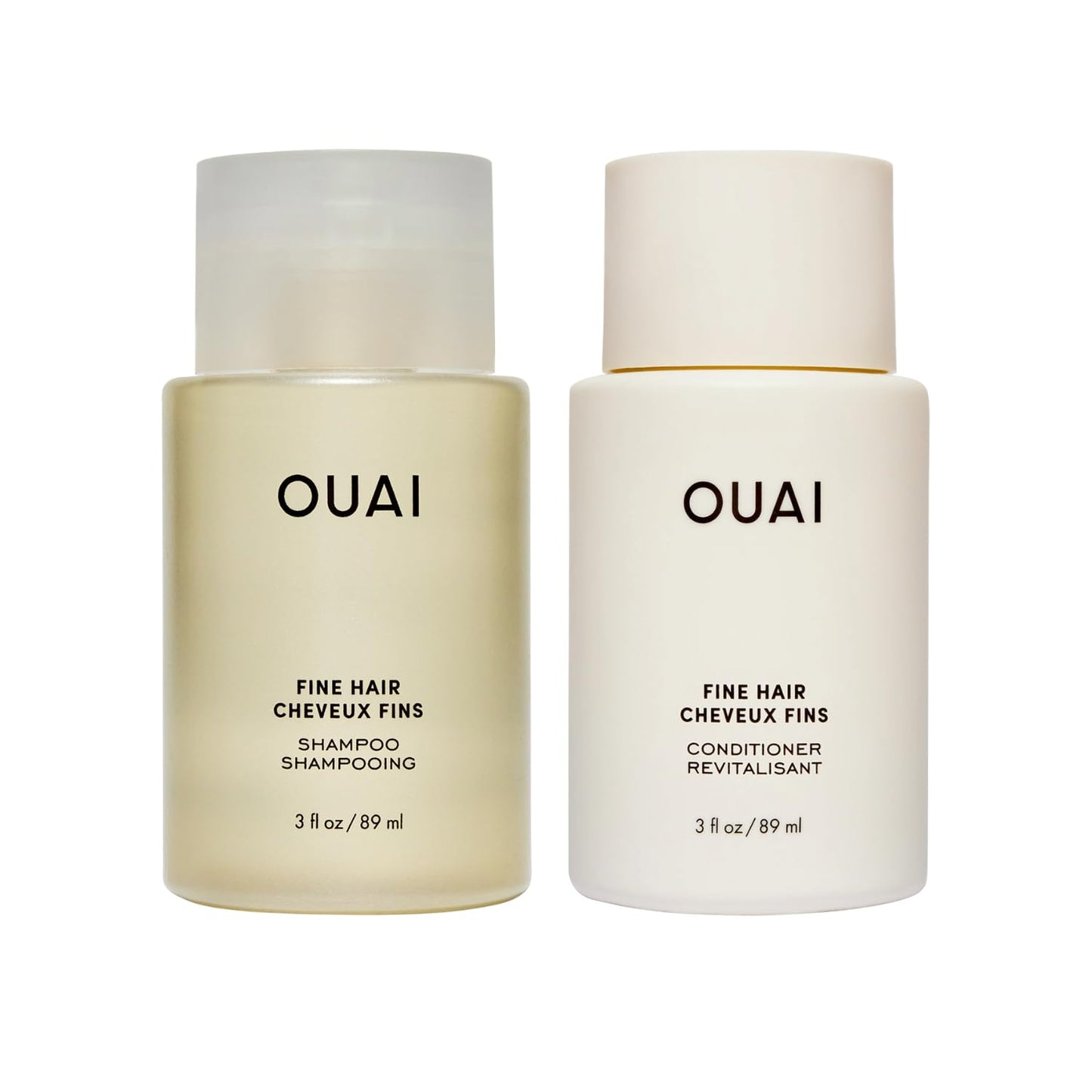 OUAI Fine Hair Shampoo & Conditioner Set, Travel Size - Volumizing Shampoo & Conditioner - With Strengthening Keratin, Biotin & Chia Seed Oil - Sulfate, Paraben & Phthalate Free (3 Oz)