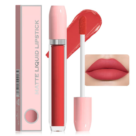 BINGBRUSH Super Matte Longwear No-Budge Stay On Smudge Proof Liquid Lipstick Long Lasting Makeup for Women,Highly Pigmented Color and Instant Shine, Cheeky