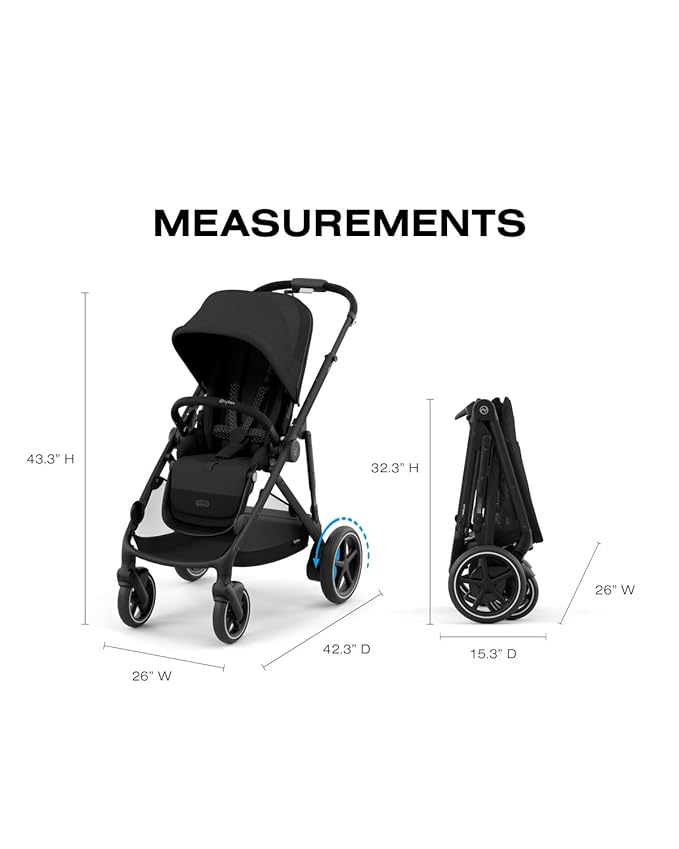 Cybex e-Gazelle S Electronic Assist Stroller – Gazelle S Single-to-Double Electric Stroller, Smart Assist, Rocking Mode, 20+ Configurations & Compact Fold, Moon Black with Black Frame