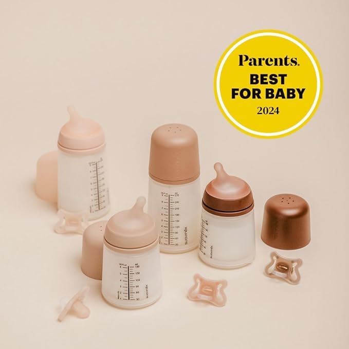 Suavinex Zero Zero Anti Colic Baby Bottle, No 1 Spanish Baby Bottle Brand, Minimizes Bottle Rejection & Nipple Confusion, Perfect for Breastfeeding Babies, 9 oz, Light Tone, Medium Flow