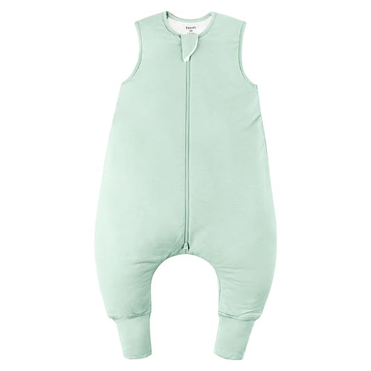 Rayon Made From Bamboo Sleep Sack 6-12 Months 0.5 Tog Ultra Soft Summer Toddler Sleep Sack with Feet 2-Way Zipper Lightweight Baby Sleeping Bag with Legs Thin Baby Wearable Blanket-Green