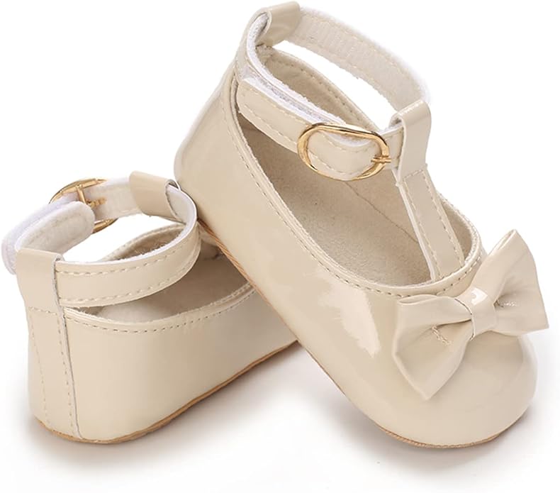 COSANKIM Baby Girls Mary Jane Flats Shoes Anti-Slip Rubber Sole Infant Toddler Princess Wedding Dress Shoes