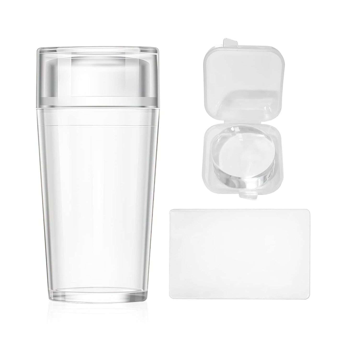 X&D Nail Art Stamper Clear Jelly Nail Art Stamping Transparent Silicone Rubber Nail Polish Stamper with Acrylic Scraper, Spare head Kit for French Tips and Transfer Images