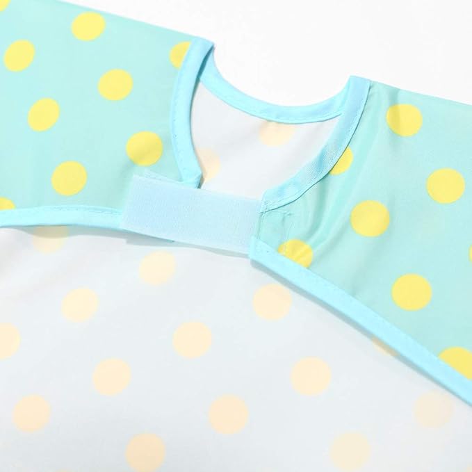 Short Sleeve Waterproof Bib for Toddlers – Feeding Apron for Mealtime, Daycare, Self-Feeding & Messy Play, Baby Bib