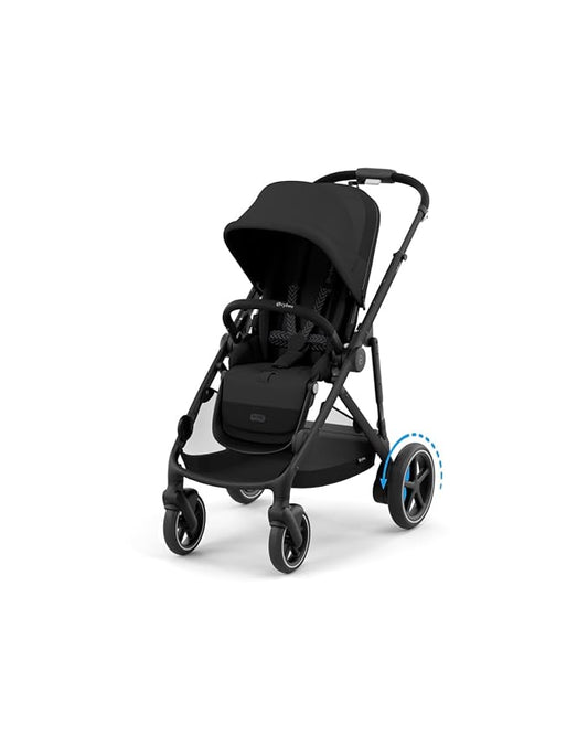 Cybex e-Gazelle S Electronic Assist Stroller – Gazelle S Single-to-Double Electric Stroller, Smart Assist, Rocking Mode, 20+ Configurations & Compact Fold, Moon Black with Black Frame