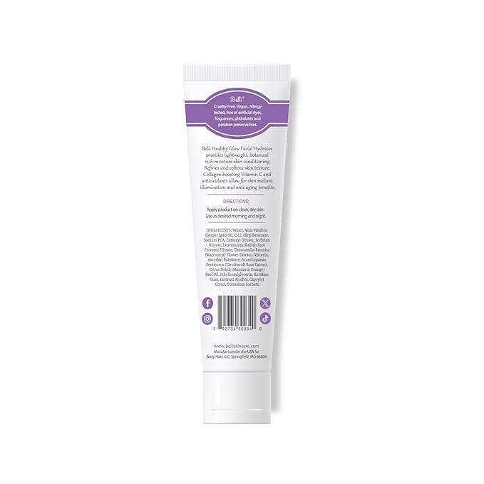 Belli Skincare Healthy Glow Facial Hydrator and Moisturizer, Vitamin C Face Cream for Oily, Dry, Sensitive Skin - Pregnancy Safe, Non Toxic, 1.5 Fl Oz (Pack of 1)