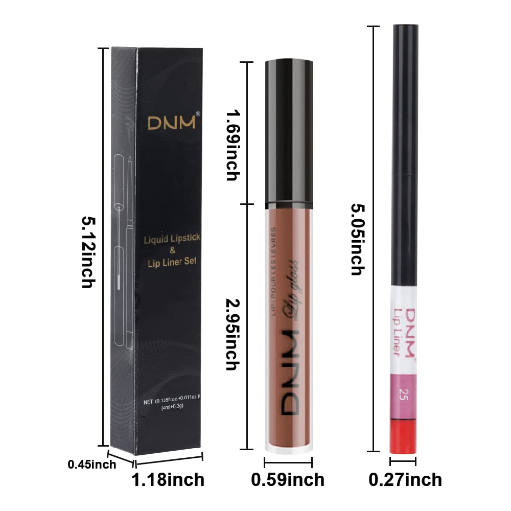 evpct 2Pcs Medium Brown Beige Lip Liner and Matte Lipstick Makeup Sets Vegan Lipstick Lip Liner and Gloss Set Long Lasting Waterproof labiales mate 24 horas originales matte larga duracion 24 25#