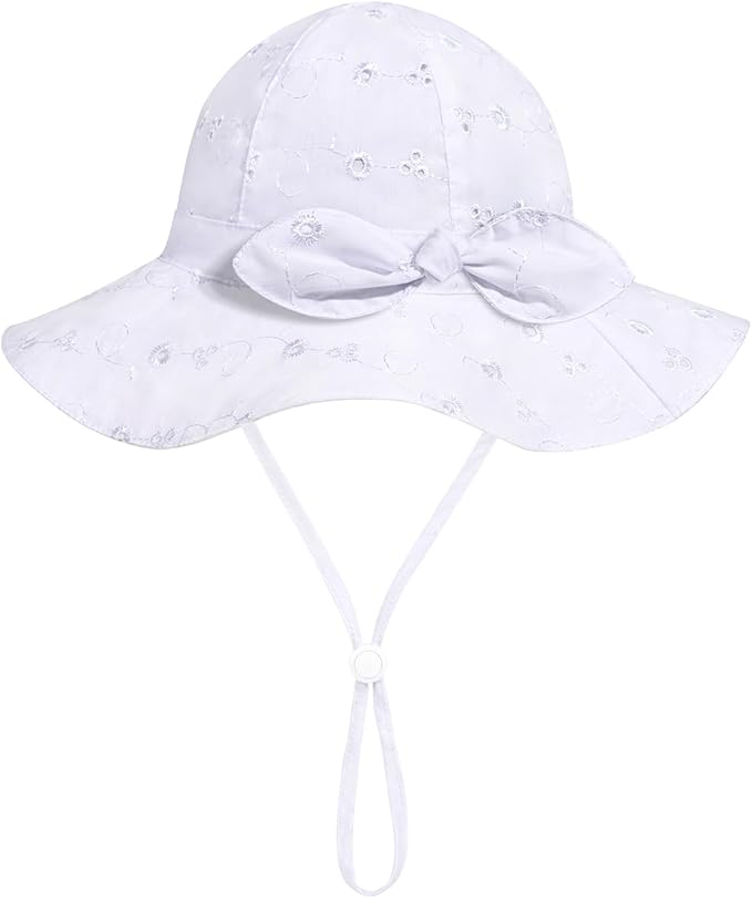 Baby Girl Sun Hat with UPF 50+ Outdoor Adjustable Beach Hat with Wide Brim Bucket Hats