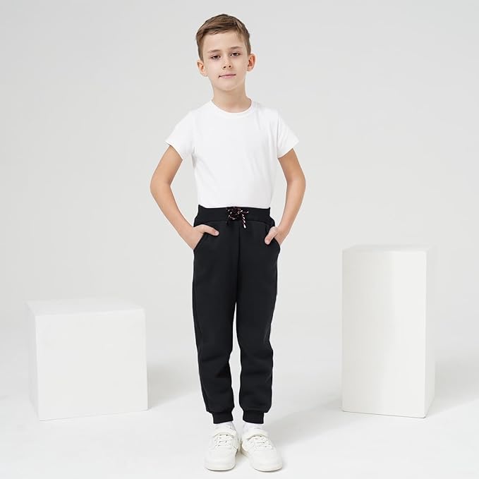 3 Pack Boy's and Girl's Fleece Pull on Jogger Sweatpant with Pockets and Drawstring 2-13 Years