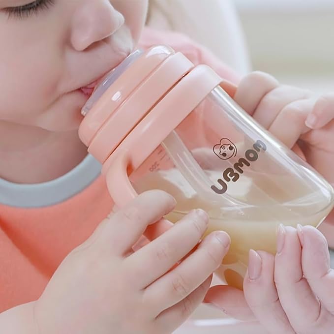 UBMOM Sippy Cup with Straw and Handle, Spillproof Baby and Toddler Cups with Replaceable Straw, BPA-Free PPSU Sippy Cups for Toddlers, 6.76oz (Melon)