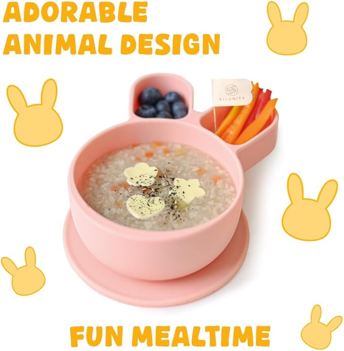 Baby Plates with Suction - Self-Feeding Tools for Baby - Made in Korea - Suction Plates Feeding Essentials - Ideal Baby Food Plates - Perfect Design for Toddlers (Green, Bear Claw)