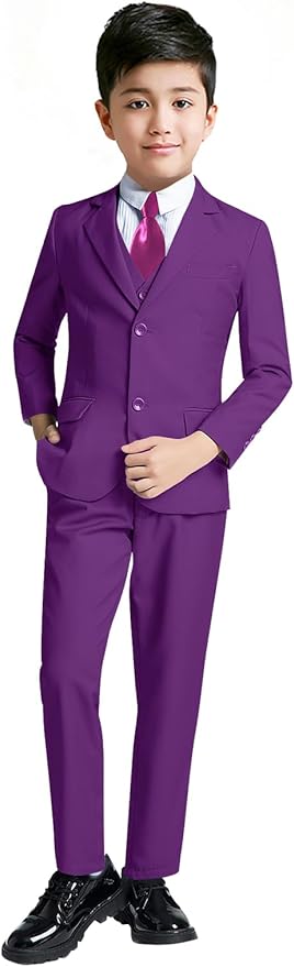 YuanLu Boys Suit for Kids Tuxedo Wedding Ring Bearer Outfit, 5 Piece Boy Slim Fit Formal Suits with Adjustable Waist