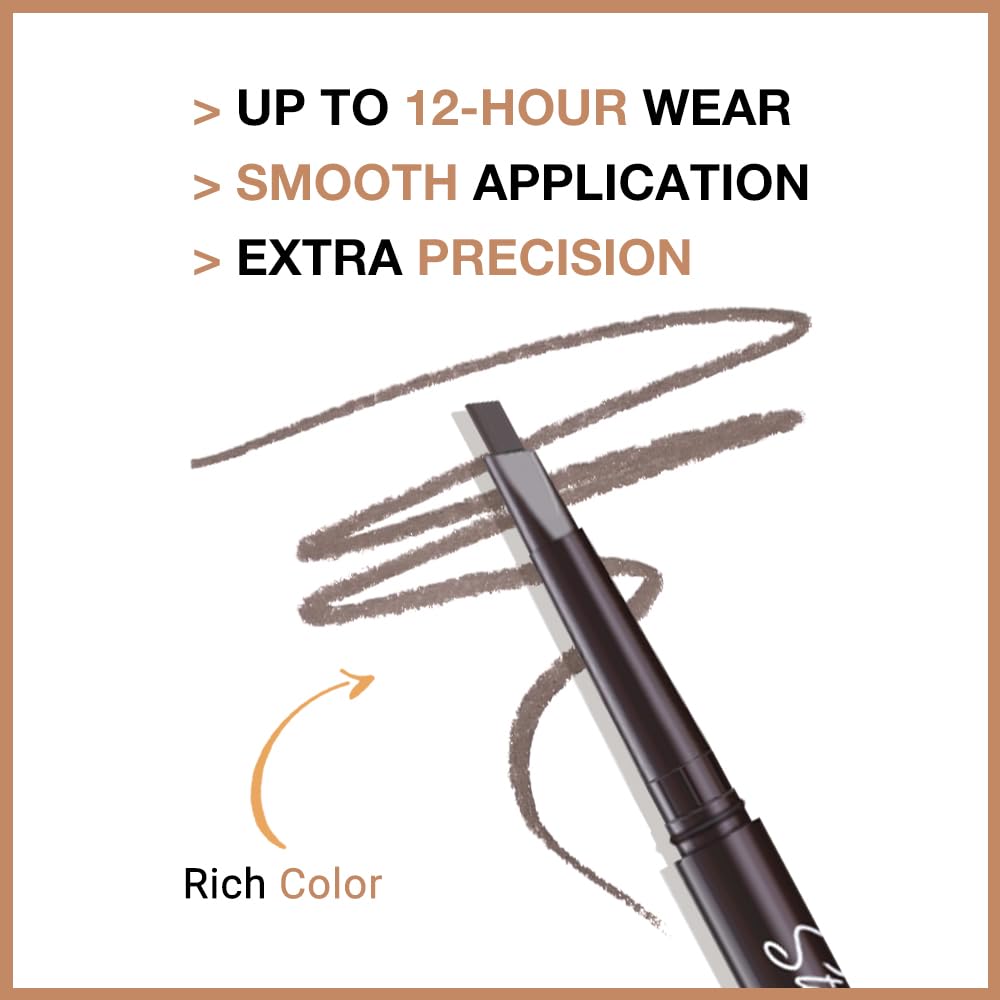 Eye Brow Pencils for Women, Retractable Soft Brown Eyebrow Pencil with Brow Brush for Eye Makeup, Ultimate Thin Definer Pencils, Fine Tip lapiz de cejas-Dark Brown