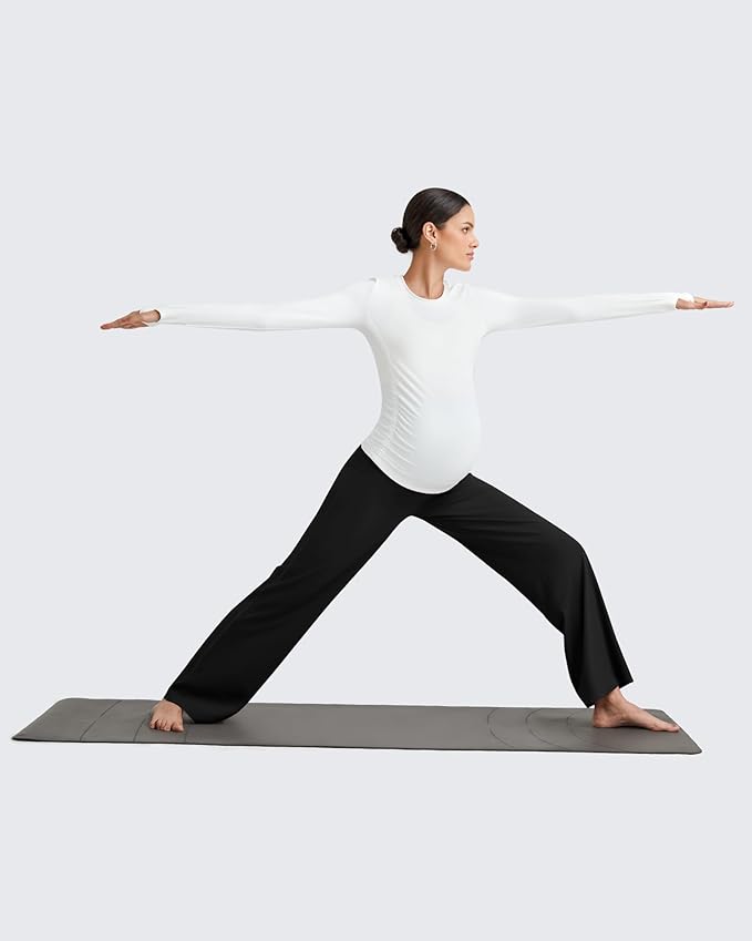 G4Free BareFeel Maternity Dress Yoga Pants Over The Belly Stretchy Work Slack Pregnancy Wide Leg Lounge Trousers