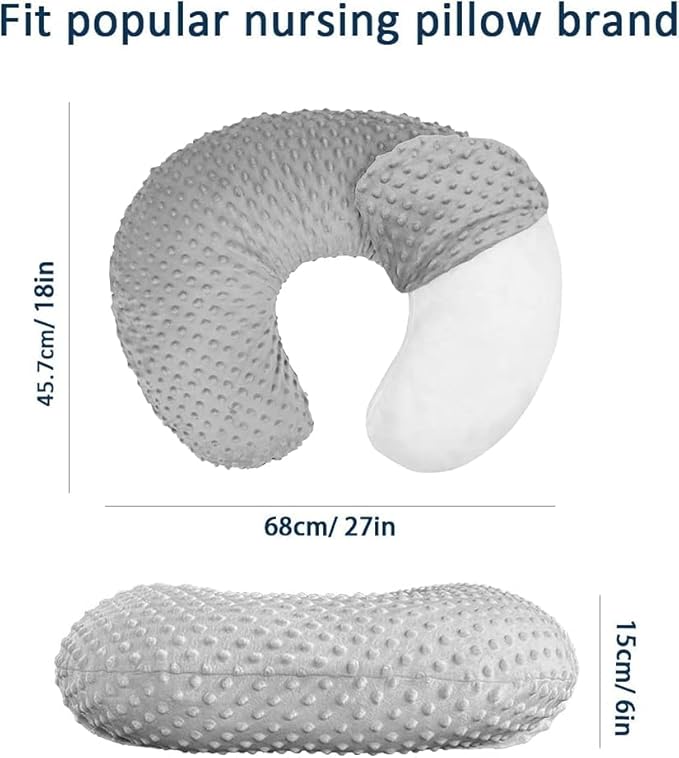 iEvolve Minky Nursing Pillow Cover Breast Feeding Pillow Cover Slipcover U Shape for Baby Boy Girl,Cover Only(Pillow & Pad Cover LightBeige, Pack of 2)