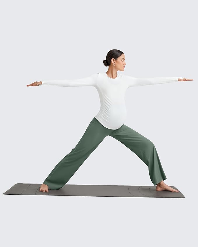 G4Free BareFeel Maternity Dress Yoga Pants Over The Belly Stretchy Work Slack Pregnancy Wide Leg Lounge Trousers
