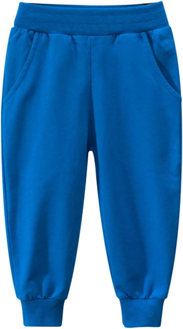 GFQLONG 2/3 Pack Toddler Pants Sweatpants Boys Cotton Joggers, Athletic Pull on Sweat Pants with Pockets for Kids Clothes