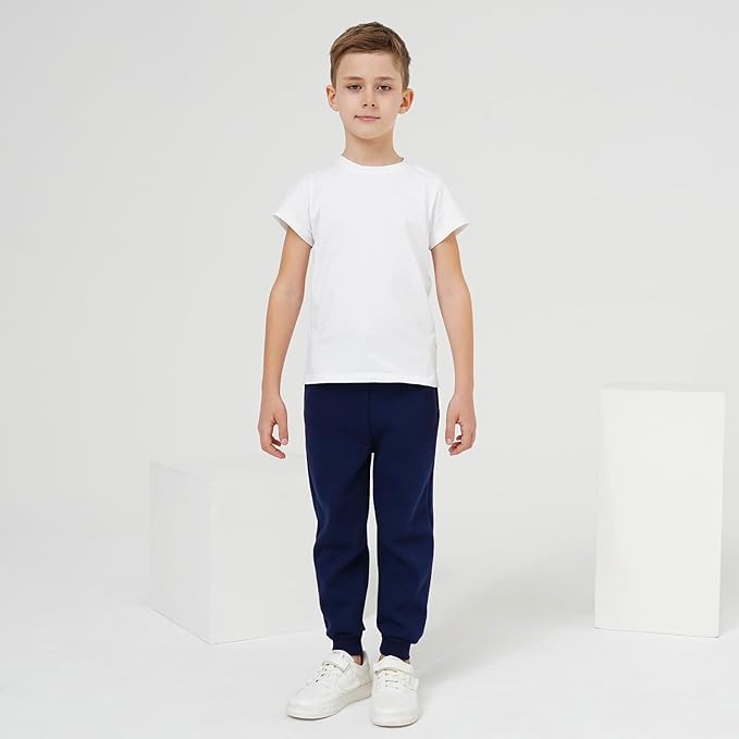 3 Pack Boy's and Girl's Fleece Pull on Jogger Sweatpant with Pockets and Drawstring 2-13 Years