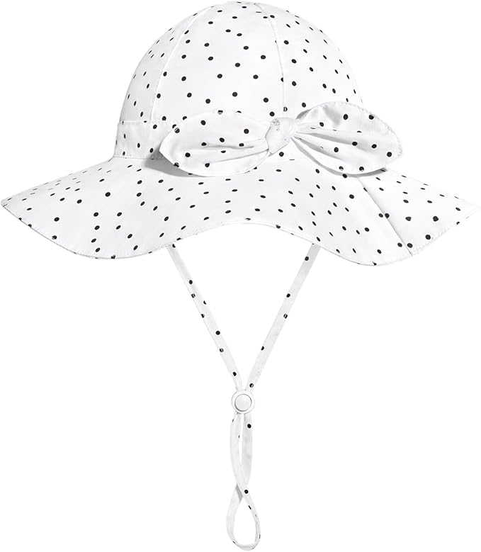 Baby Girl Sun Hat with UPF 50+ Outdoor Adjustable Beach Hat with Wide Brim Bucket Hats