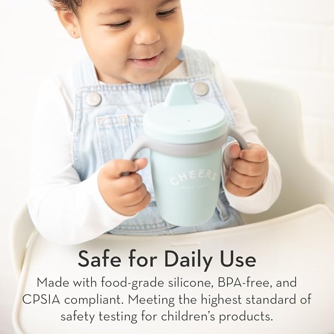 Bella Tunno Sippy Cup, Set of 2 Silicone Training Cups with Transition Handles for Infants, Toddlers & Kids, Babies 6-12 Months & Toddlers 1-3 Years, Boys & Girls, Drink & Hooray, 8 oz
