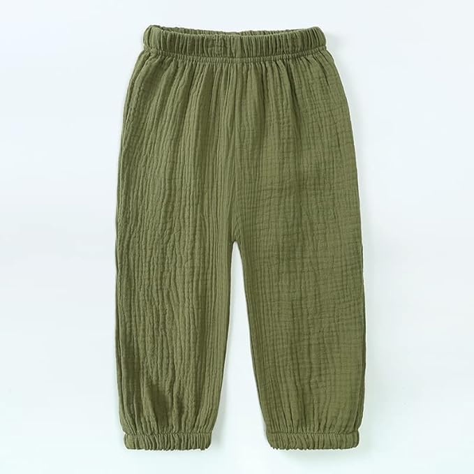 MYGBCPJS Baby Boys Girls Cotton Linen Trousers Kids Casual Ankle Pants Loose Long Bloomers
