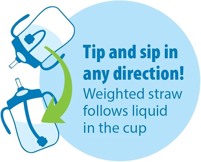 Dr. Brown's Milestones Baby's First Straw Cup, Training Cup with Weighted Straw, 9oz/270mL, Dark Blue/Vintage Yellow, BPA Free, 6m+, 2 Pack