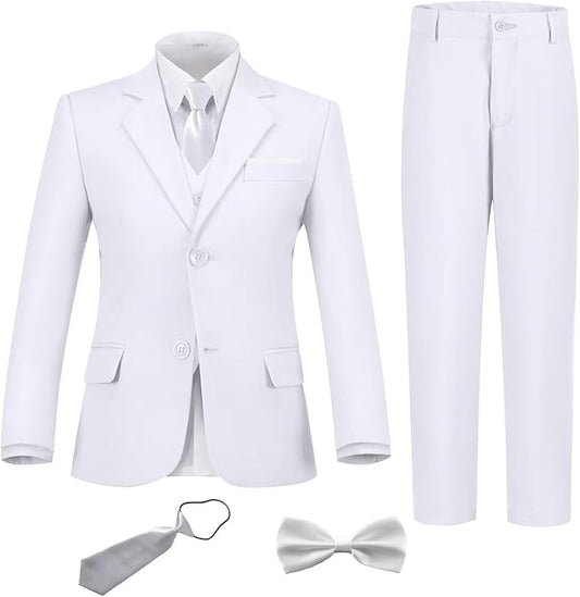 Boys Suit Set Slim Fit Kids Formal Suits Toddler Tuxedo Wedding Prom Classic Suits for Boy Teen Black Blue Dress Outfit