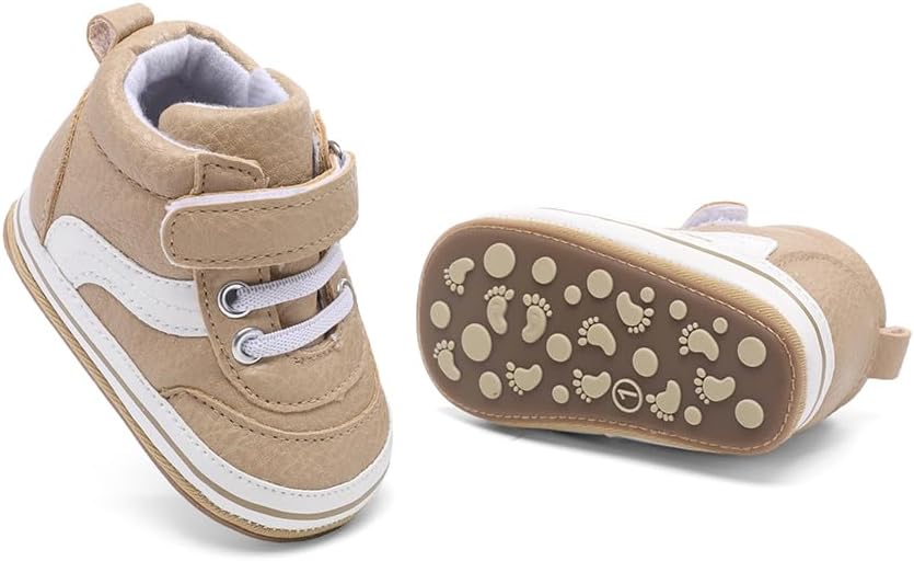 Clowora Baby Boys Girls Shoes Non-Slip Rubber Sole Sneakers Infant First Walking Toddler Crib Shoes Newborn Loafers Flats.