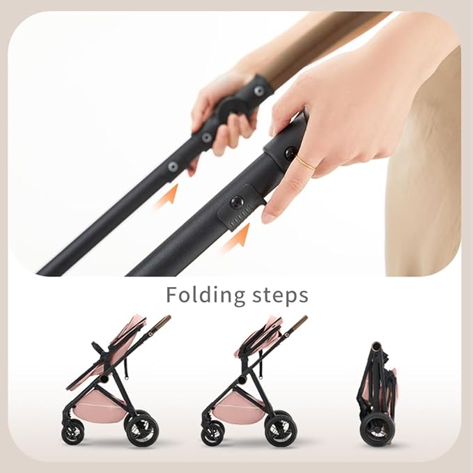 2 in 1 Baby Stroller, High Landscape Infant Stroller Pram Foldable Pushchair with Adjustable Canopy, Storage Basket,5-Point Harness,Mom Bags (Black)