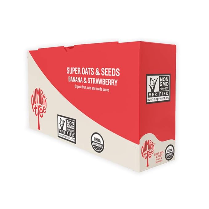 Pumpkin Tree Organics Super Oats & Seeds, Banana & Strawberry, 4 Ounce (Pack of 10)