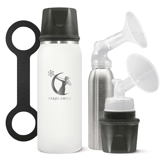 Ceres CHILL OG Breastmilk Chiller & Warmer – 12–34oz Portable Breast Milk Cooler, Storage & Baby Bottle for Travel, Work or On-The-Go – Pump Compatible Container – Future’s So Bright White