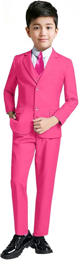 YuanLu Boys Suit for Kids Tuxedo Wedding Ring Bearer Outfit, 5 Piece Boy Slim Fit Formal Suits with Adjustable Waist