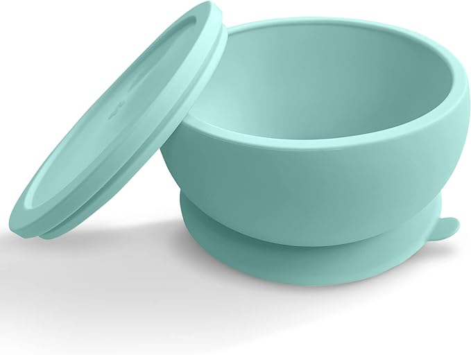 Octopod Silicone Baby Suction Bowl With Lid - Toddler & Baby Bowls, Baby Food Containers, Spill Proof Bowls For Toddlers, Suction Baby Bowls With Lids, Food Grade Silicone Bowls For Babies (Blue)